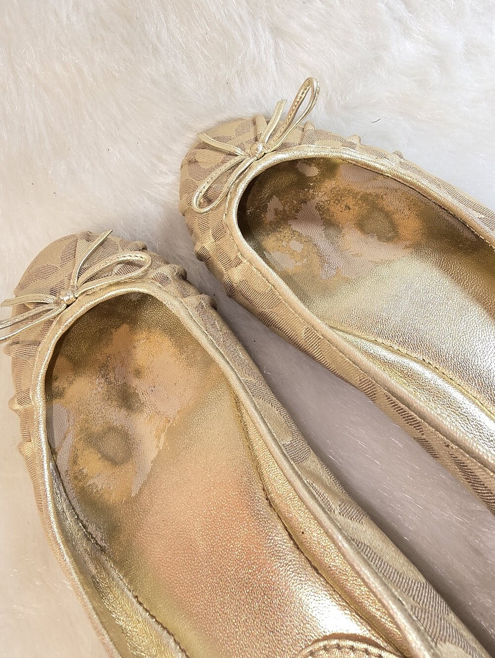 Coach Landon Gold & Gold Signature Ballet Flats - Picture 10 of 11